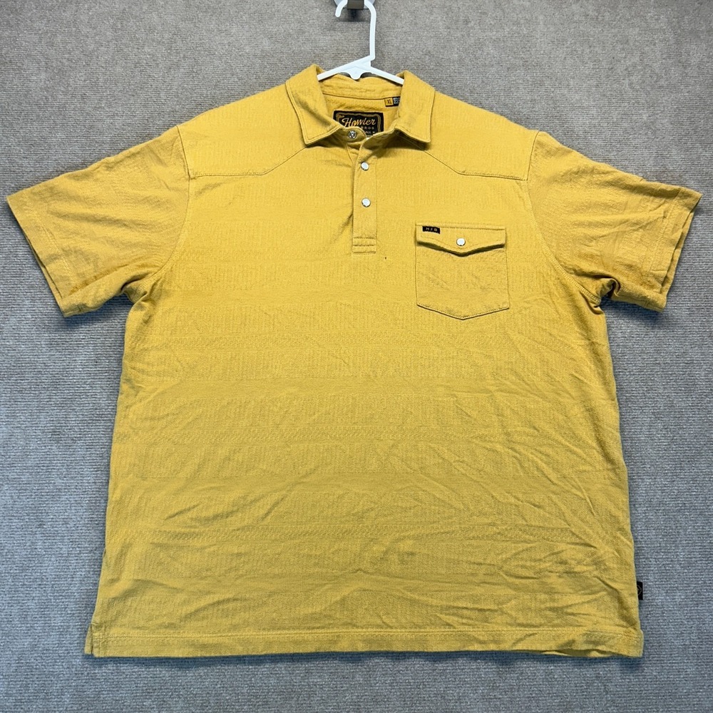 Howler Bros Ranchero Polo Shirt Men's XL Short Sleeve Gold Pearl Snap Pocket